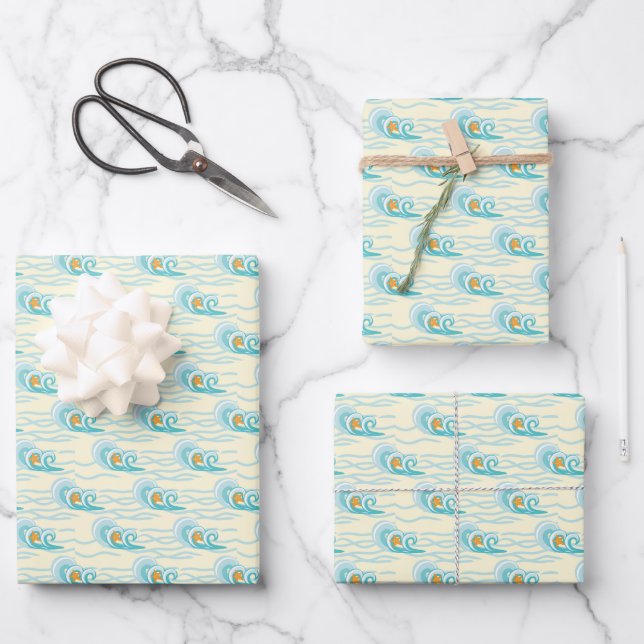 Feuille De Papier Cadeau Motif des vagues douces (Recto)