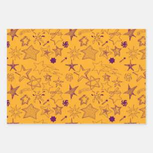 Feuille De Papier Cadeau Motif d'étoiles