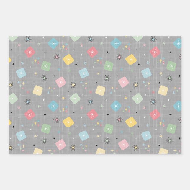 Feuille De Papier Cadeau Motif d'explosions d'étoile atomique éparpillé par (Devant)