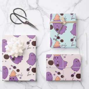 Feuille De Papier Cadeau Motif d'Halloween Éffrayant