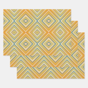 Feuille De Papier Cadeau Motif diamant alternatif Orange Pop