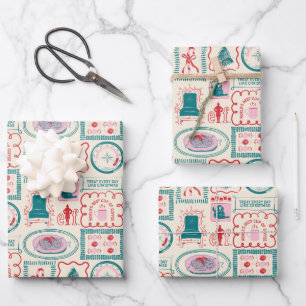 Feuille De Papier Cadeau Motif d'icône Elf Holiday
