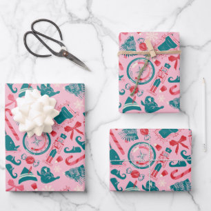 Feuille De Papier Cadeau Motif d'icône encadrée Elf Holiday