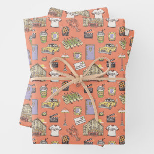 Feuille De Papier Cadeau Motif d'icônes colorées AMIS™