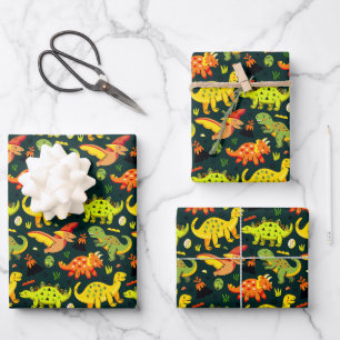 Feuille De Papier Cadeau Motif Dinosaure coloré
