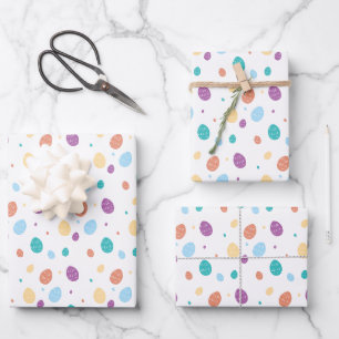 Feuille De Papier Cadeau Motif d'Oeufs de Pâques décoré à la Whimsical