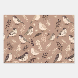 Feuille De Papier Cadeau Motif d'oiseaux lunaires