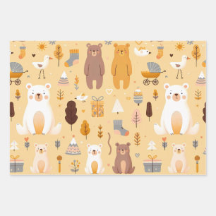 Feuille De Papier Cadeau Motif d'ours adorable