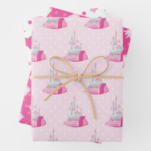 Feuille De Papier Cadeau Motif du château rose