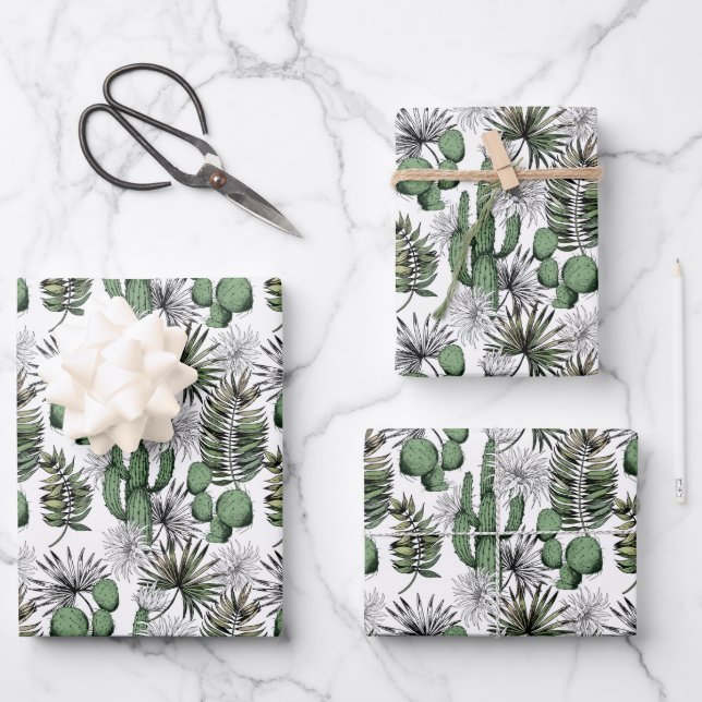 Feuille De Papier Cadeau Motif du désert de Cactus (Recto)