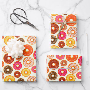 Feuille De Papier Cadeau motif du parti doughnut carrelé