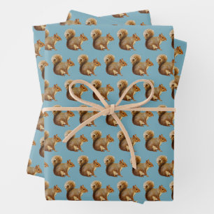 Feuille De Papier Cadeau Motif Écureuil Capricieux Premium