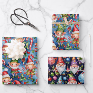 Feuille De Papier Cadeau Motif Elfe Noël