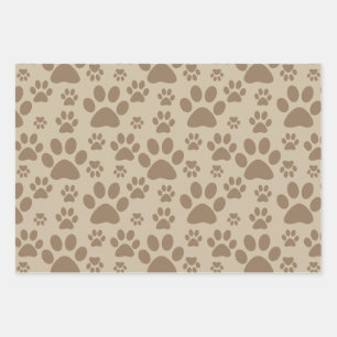 Feuille De Papier Cadeau Motif Empreinte de patte Brown