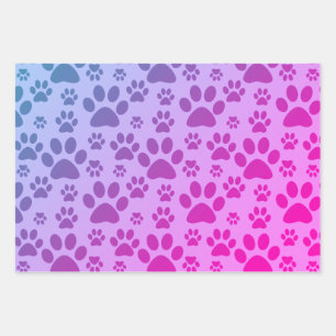 Feuille De Papier Cadeau Motif Empreinte de patte rose