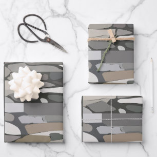 Feuille De Papier Cadeau Motif en pierre de rock gris