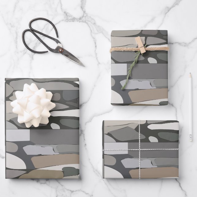 Feuille De Papier Cadeau Motif en pierre de rock gris (Recto)