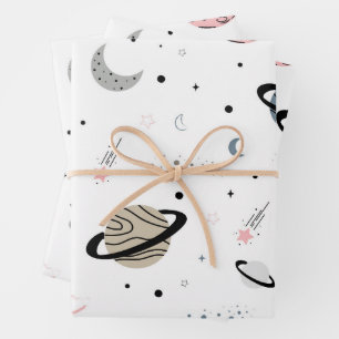 Feuille De Papier Cadeau Motif Espace et étoiles