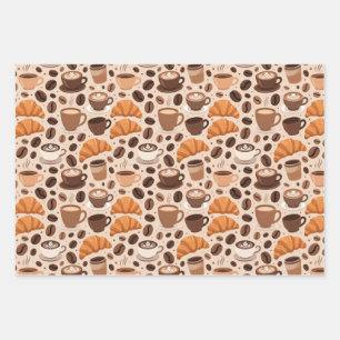 Feuille De Papier Cadeau Motif esthétique de café moderne