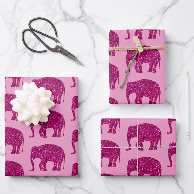 Feuille De Papier Cadeau Motif étincelant rose étincelant (Recto)