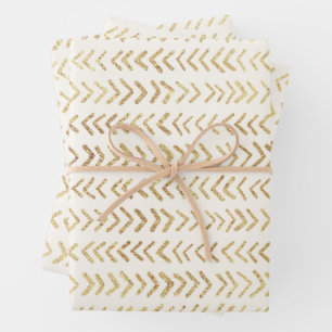 Feuille De Papier Cadeau Motif Flèche or Faux