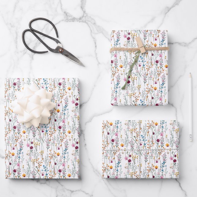 Feuille De Papier Cadeau Motif Fleur sauvage (Recto)
