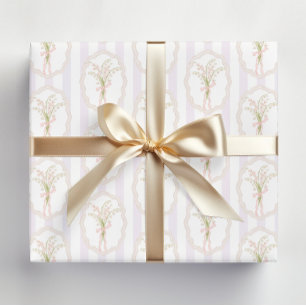Feuille De Papier Cadeau Motif floral de muguet à l'aquarelle
