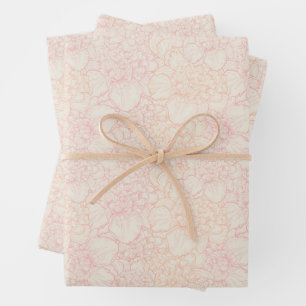 Feuille De Papier Cadeau Motif floral de pivoine rose