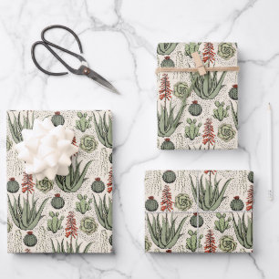 Feuille De Papier Cadeau Motif floral élégant ivoire et vert