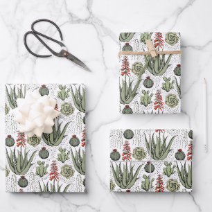 Feuille De Papier Cadeau Motif floral élégant vert orange et blanc