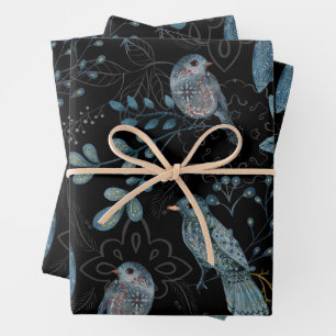 Feuille De Papier Cadeau Motif floral et cachemire complexe