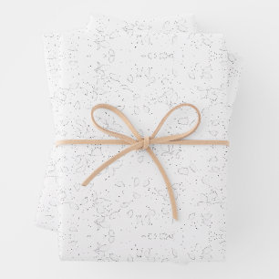 Feuille De Papier Cadeau Motif floral monochrome – Art élégant sans couture