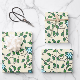Feuille De Papier Cadeau Motif floral sans couture sur fond beige