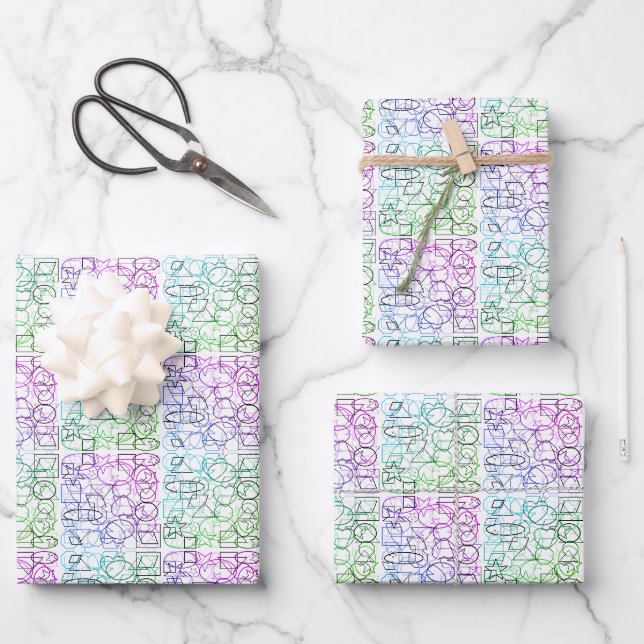 Feuille De Papier Cadeau Motif géométrique Abstrait | Carrelé et filtré | (Recto)