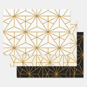 Feuille De Papier Cadeau Motif géométrique Art déco or