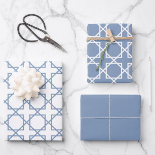 Feuille De Papier Cadeau Motif géométrique bleu-duvet