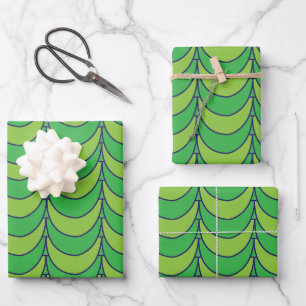 Feuille De Papier Cadeau Motif géométrique demi-cercle vert géométrique