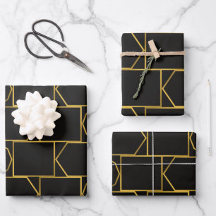 Feuille De Papier Cadeau Motif géométrique doré Galmourant