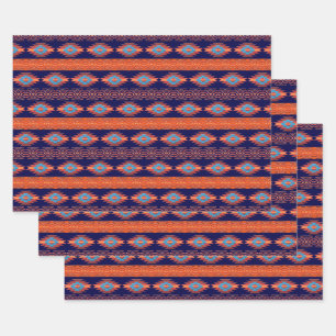 Feuille De Papier Cadeau Motif géométrique ethnique du Sud-Ouest