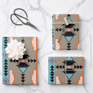 Feuille De Papier Cadeau Motif géométrique mexicain Aztec