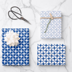 Feuille De Papier Cadeau Motif géométrique moderne bleu foncé