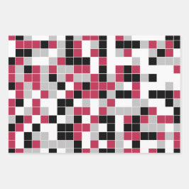 Feuille De Papier Cadeau Motif géométrique noir magenta amusant