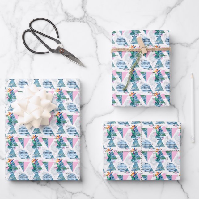 Feuille De Papier Cadeau Motif géométrique tropical (Recto)