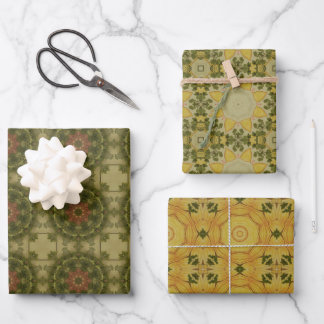 Feuille De Papier Cadeau Motif géométrique vert Terre no1
