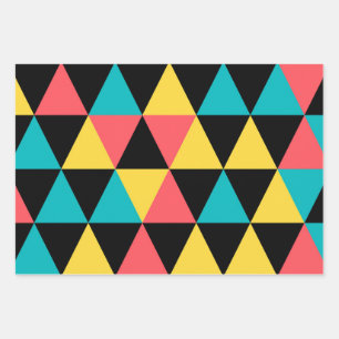 Feuille De Papier Cadeau Motif graphique géométrique coloré et rétro joyeux