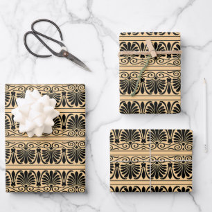 Feuille De Papier Cadeau Motif grec méditerranéen arabesque marron