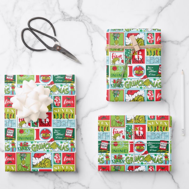 Feuille De Papier Cadeau Motif Grinchmas Joyeux Grinchmas (Recto)