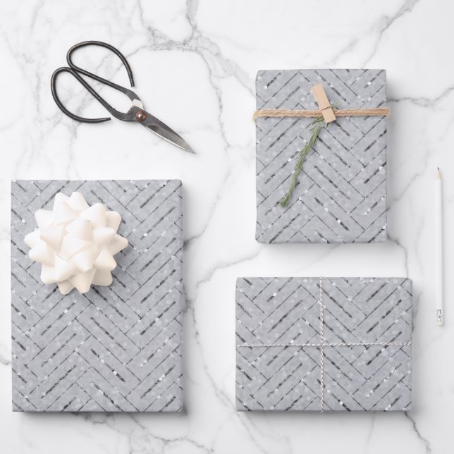 Feuille De Papier Cadeau Motif gris argent (Recto)