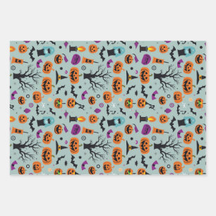 Feuille De Papier Cadeau Motif Halloween Éffrayant Candy Ghost