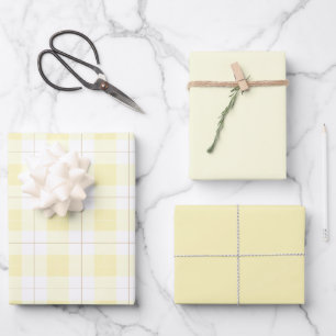Feuille De Papier Cadeau Motif jaune clair avec Jaune correspondant